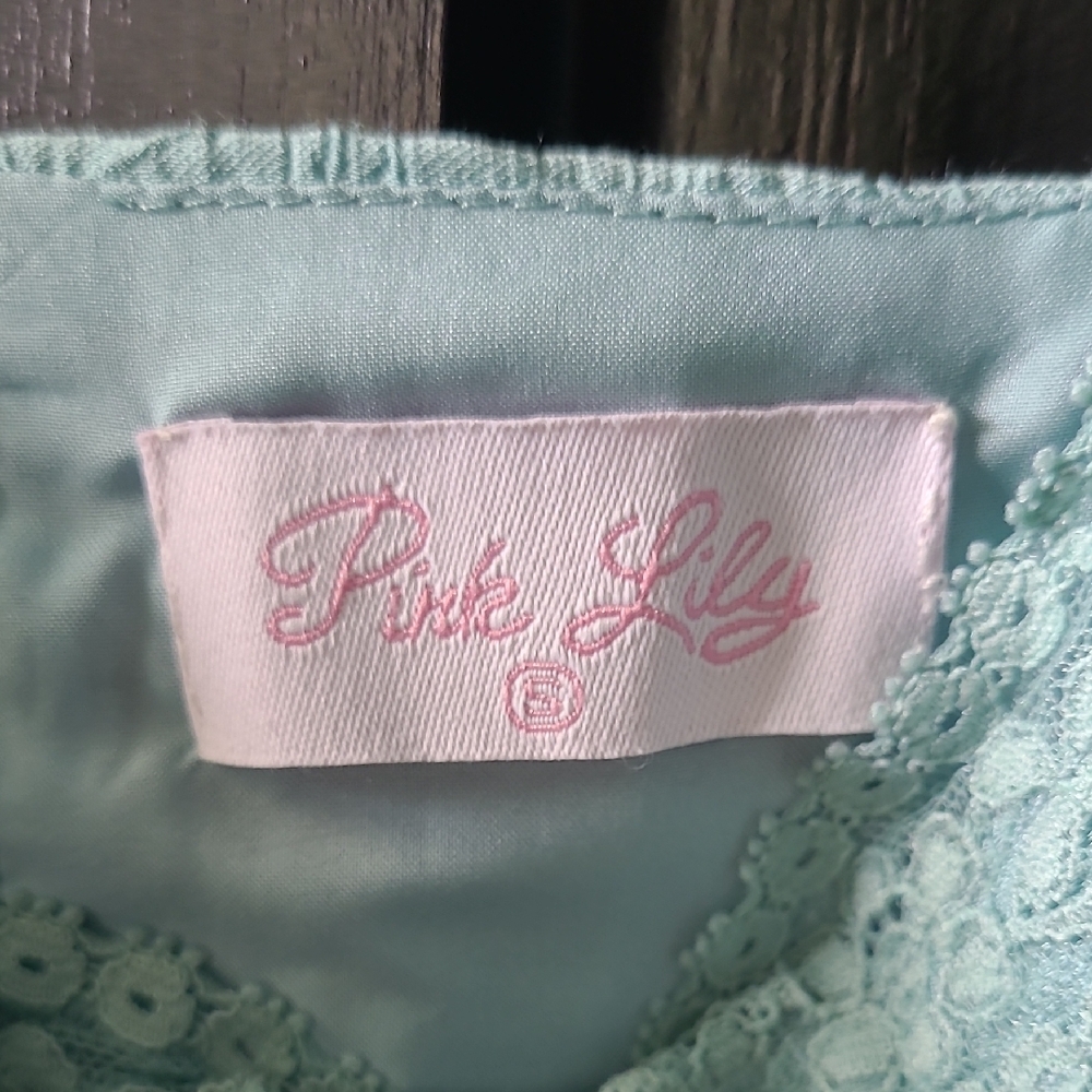 Pink Lily Lace Trimmed Seafoam Dress - Picture 5 of 6